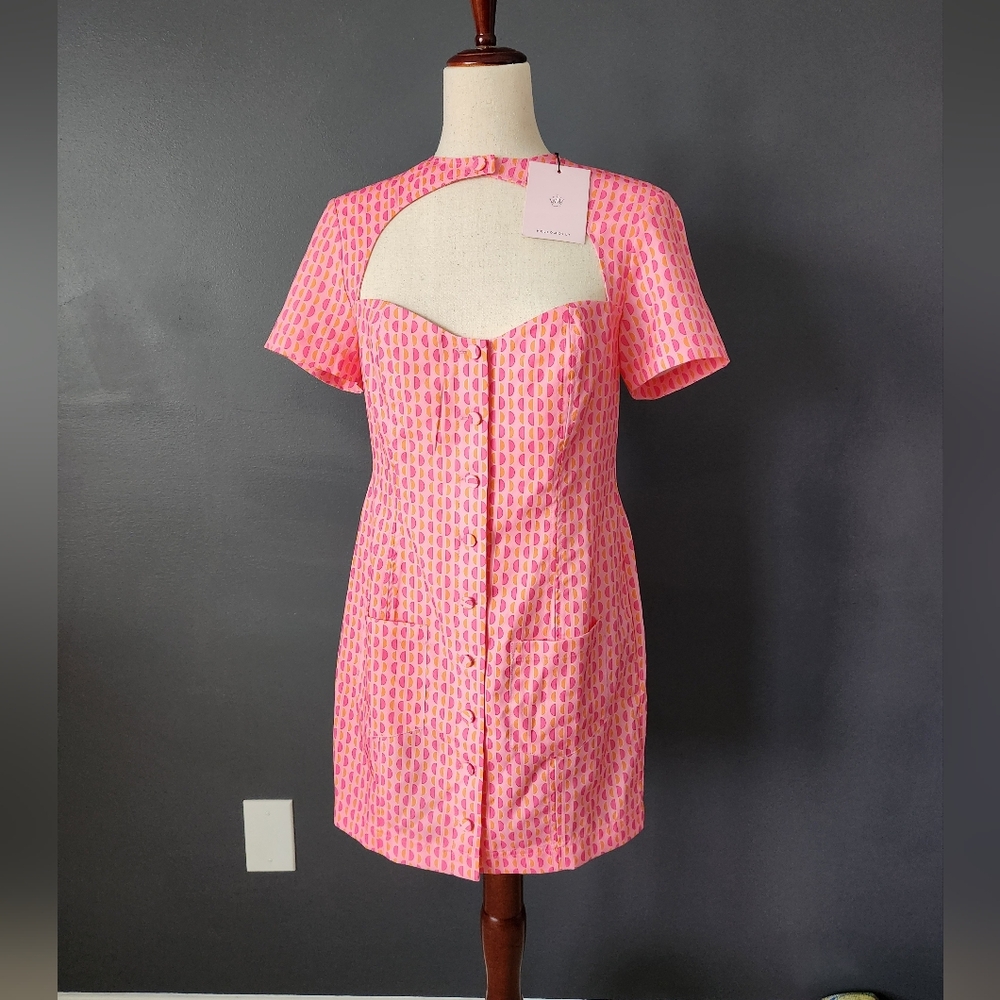 Hello Molly Baby Let's Go Mini Dress M Sz 6 Retro Inspired Geometric Pattern NEW